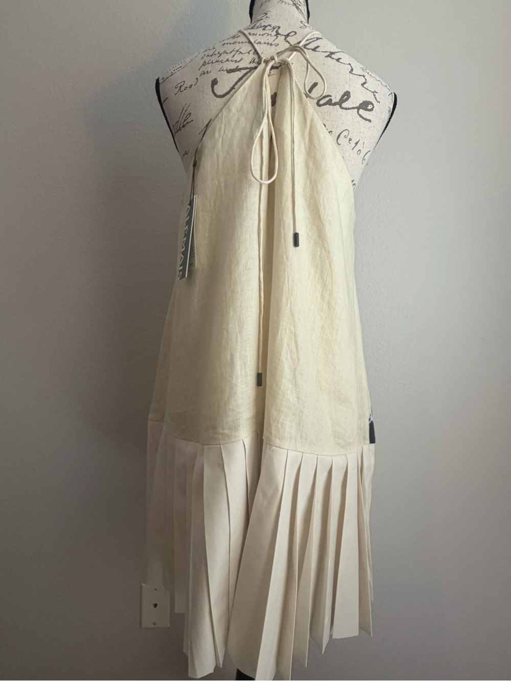 ALÉMAIS Rider Pleat Hem Mini Dress | Linen | Sz US 8 | Equestrian Coastal | NWT - Picture 6 of 11